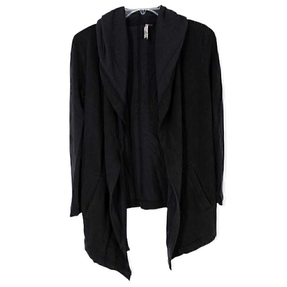 Athleta Activewear Gray Hooded Open Front Draped Cardigan XXS Knit